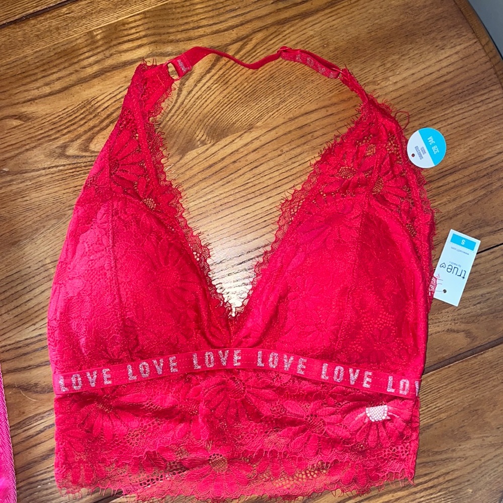 Red Daisy Lace Love Halter Bralette